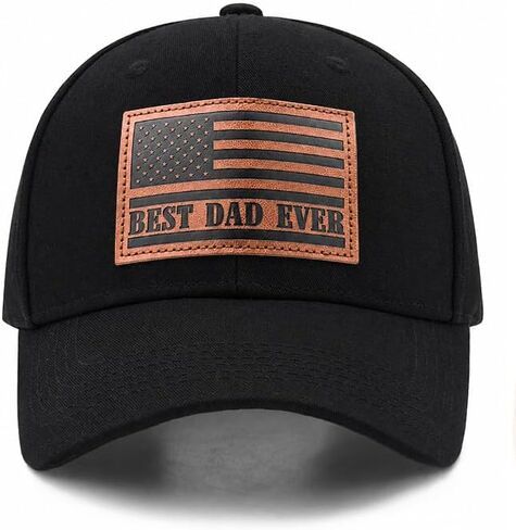 XL Big Head Dad Hats for Men, Best Dad Ever American Flag Leather Patch Cap, Father’s Day, 23.5"-25.5“ Oversized Adjustable Black Baseball Cap for 4th of July, Work, Daily Wear in Saudi Arabia