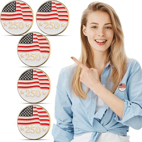 250th Anniversary USA Lapel Pin 5PCS, Metal American Flag Buttons for Men Women Suits Hats Backpacks Clothes Accessories for Independence Day Veterans Events in Saudi Arabia