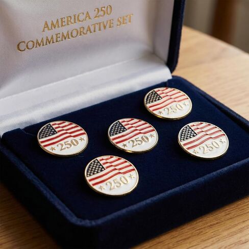 250th Anniversary USA Lapel Pin 5PCS, Metal American Flag Buttons for Men Women Suits Hats Backpacks Clothes Accessories for Independence Day Veterans Events in Saudi Arabia
