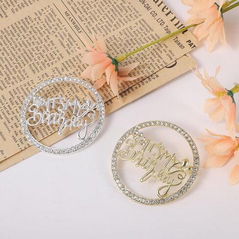 2PCS Birthday Brooch Pins for Women, It's My Birthday Pins Rhinestone Crown Brooch, Metal Pin for Birthdays Party Celebrations, Gold Silver Birthdays Accessories in Saudi Arabia