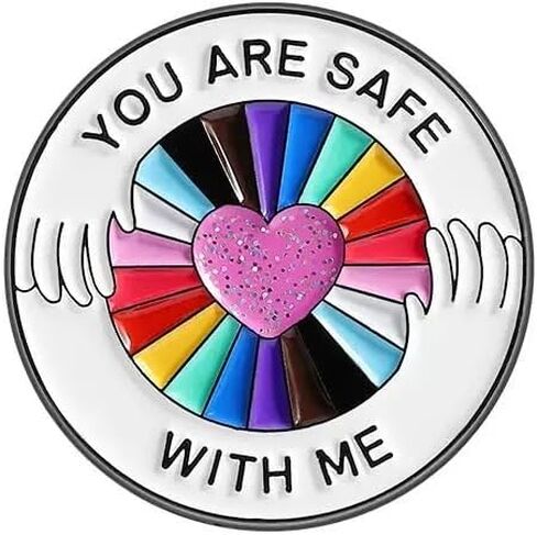 You Are Safe With Me Caring Enamel Pin, Protective & Supportive Metal Badge Brooch in Kuwait