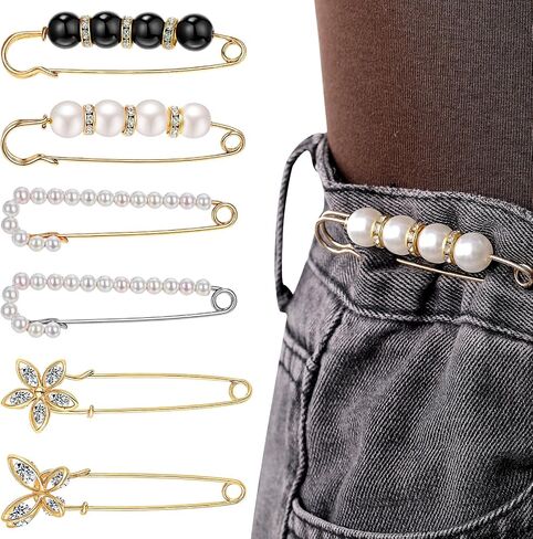 Huquary 20 Pcs Elegant Brooches Jewelry Accessories for Women, Pearl Rhinestone Brooch Safety Pins, Scarf Rings Clip Pin T-Shirt Ties Clips Buckle for Wedding, Party, Daily Wear in Kuwait