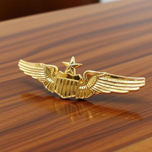 Airplane Pin,Pilot Wings Pin,Gold Air Force Senior Pilot Wing Badge,Pilot Costume Lapel Pins,Metal Aviator Pins for Hat Shirt Uniform Costume,Gift for Flight Schools & Graduation in Kuwait