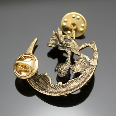 Vintage Golden Q&Q Fashion Antique Tribal Angel Fairy Feeding Moon Cresent Simulated - Pearl Baroque Lapel Brooch Pin in Saudi Arabia