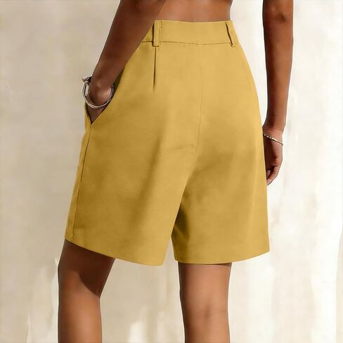 Dress Shorts for Women High Waisted Wide Leg Button Business Casual Work Shorts with Pockets 2026 Summer Outfits in Saudi Arabia