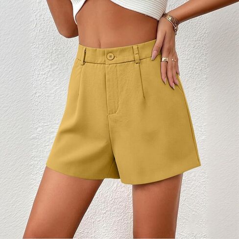 Dress Shorts for Women High Waisted Wide Leg Button Business Casual Work Shorts with Pockets 2026 Summer Outfits in Saudi Arabia