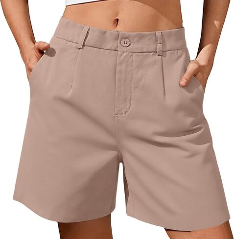Dress Shorts for Women High Waisted Wide Leg Button Business Casual Work Shorts with Pockets 2026 Summer Outfits in Saudi Arabia