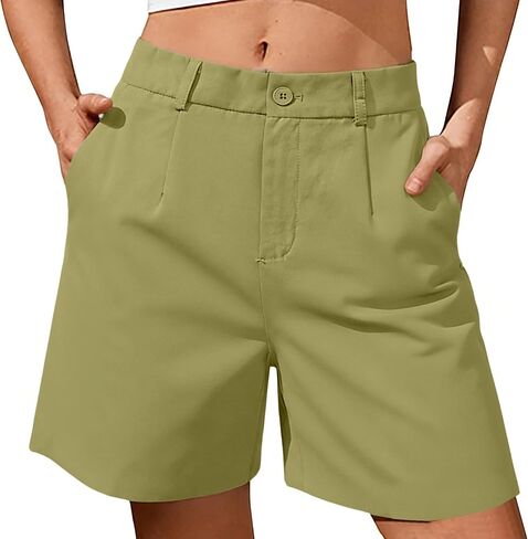 Dress Shorts for Women High Waisted Wide Leg Button Business Casual Work Shorts with Pockets 2026 Summer Outfits in Saudi Arabia
