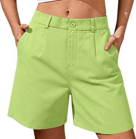 Dress Shorts for Women High Waisted Wide Leg Button Business Casual Work Shorts with Pockets 2026 Summer Outfits in Saudi Arabia