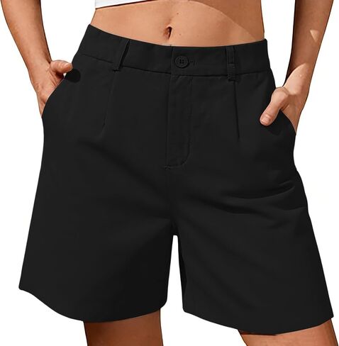 Dress Shorts for Women High Waisted Wide Leg Button Business Casual Work Shorts with Pockets 2026 Summer Outfits in Saudi Arabia