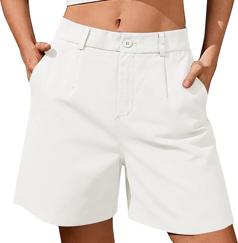 Dress Shorts for Women High Waisted Wide Leg Button Business Casual Work Shorts with Pockets 2026 Summer Outfits in Saudi Arabia