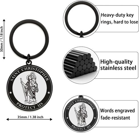 St Christopher Keychain - Saint Christopher Protect Us Gift for Drivers Travelers, Patron Saint of Travelers Catholic Key Chain in Saudi Arabia
