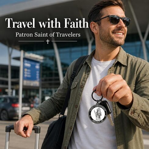St Christopher Keychain - Saint Christopher Protect Us Gift for Drivers Travelers, Patron Saint of Travelers Catholic Key Chain in Saudi Arabia