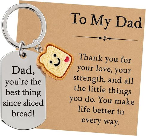 Fathers Day Gift for Dad, Thank You for Everything Keepsake Keychain, Meaningful Gift from Daughter Son, Cute Toast Charm for Daily Carry Keys Wallet Car in Saudi Arabia