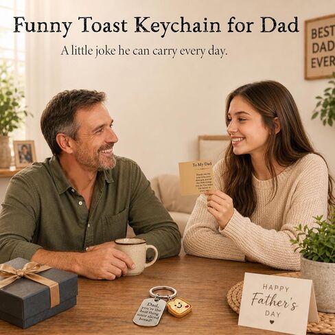 Fathers Day Gift for Dad, Thank You for Everything Keepsake Keychain, Meaningful Gift from Daughter Son, Cute Toast Charm for Daily Carry Keys Wallet Car in Saudi Arabia