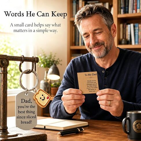 Fathers Day Gift for Dad, Thank You for Everything Keepsake Keychain, Meaningful Gift from Daughter Son, Cute Toast Charm for Daily Carry Keys Wallet Car in Saudi Arabia