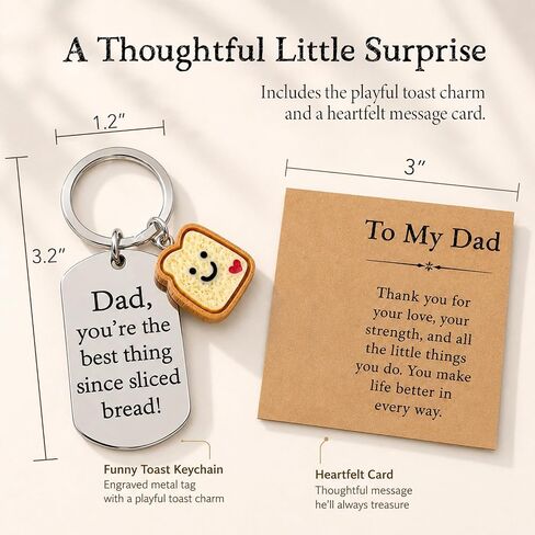 Fathers Day Gift for Dad, Thank You for Everything Keepsake Keychain, Meaningful Gift from Daughter Son, Cute Toast Charm for Daily Carry Keys Wallet Car in Saudi Arabia