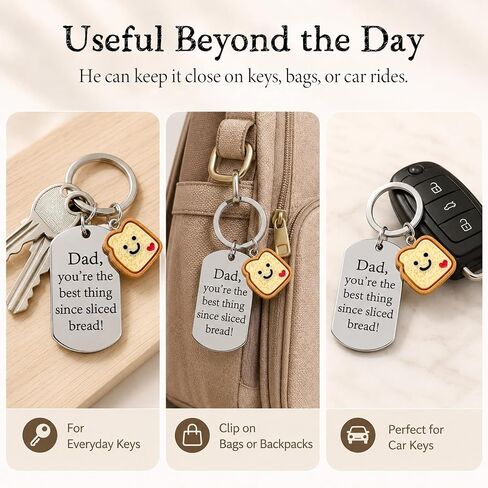 Fathers Day Gift for Dad, Thank You for Everything Keepsake Keychain, Meaningful Gift from Daughter Son, Cute Toast Charm for Daily Carry Keys Wallet Car in Saudi Arabia