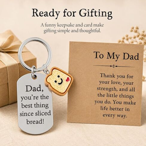 Fathers Day Gift for Dad, Thank You for Everything Keepsake Keychain, Meaningful Gift from Daughter Son, Cute Toast Charm for Daily Carry Keys Wallet Car in Saudi Arabia