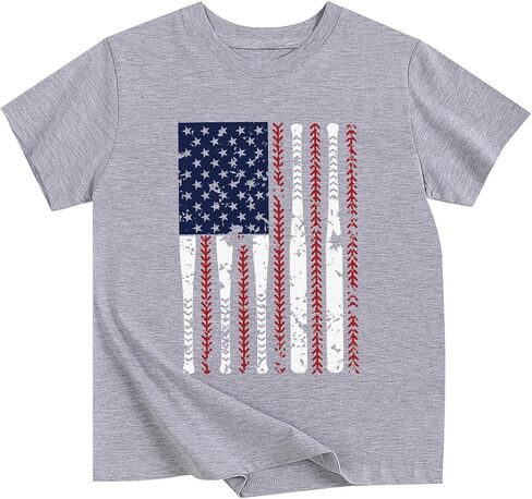 Kids 4th of July Shirts American Flag Graphic T-Shirt Cotton Short Sleeve Tees 3-13 Years in Saudi Arabia