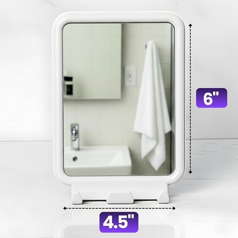 Safe-er-Grip Changing Lifestyles Suction-Mounted Fog-Free Shower Mirror, 360° Swivel Shaving Mirror with 2 Razor Hooks, Removable, Reusable, No-Tool Install, 4.5 x 6 in, White in Saudi Arabia