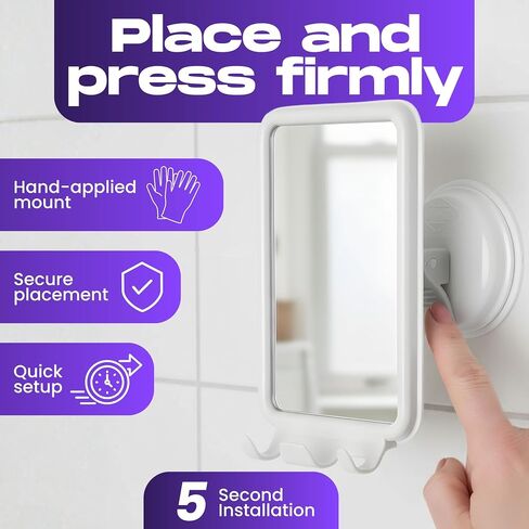Safe-er-Grip Changing Lifestyles Suction-Mounted Fog-Free Shower Mirror, 360° Swivel Shaving Mirror with 2 Razor Hooks, Removable, Reusable, No-Tool Install, 4.5 x 6 in, White in Saudi Arabia