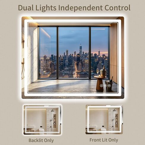30"x36" LED Bathroom Mirror with Lights, Backlit + Front Lit, Anti-Fog, Lighted Bathroom Mirror for Wall, HD Shatterproof Tempered Glass, Dimmable, Memory Function (Horizontal/Vertical) in Saudi Arabia