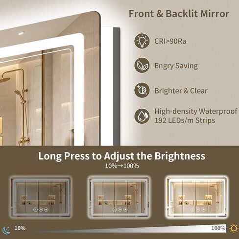 30"x36" LED Bathroom Mirror with Lights, Backlit + Front Lit, Anti-Fog, Lighted Bathroom Mirror for Wall, HD Shatterproof Tempered Glass, Dimmable, Memory Function (Horizontal/Vertical) in Saudi Arabia