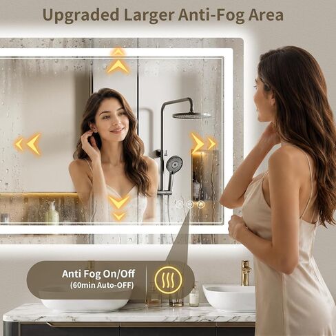 30"x36" LED Bathroom Mirror with Lights, Backlit + Front Lit, Anti-Fog, Lighted Bathroom Mirror for Wall, HD Shatterproof Tempered Glass, Dimmable, Memory Function (Horizontal/Vertical) in Saudi Arabia