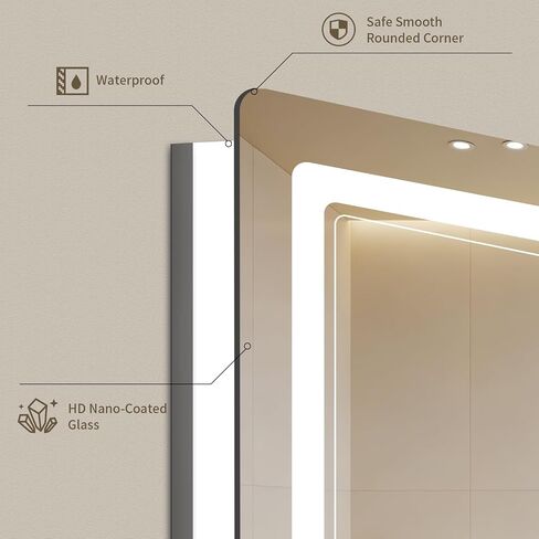 30"x36" LED Bathroom Mirror with Lights, Backlit + Front Lit, Anti-Fog, Lighted Bathroom Mirror for Wall, HD Shatterproof Tempered Glass, Dimmable, Memory Function (Horizontal/Vertical) in Saudi Arabia