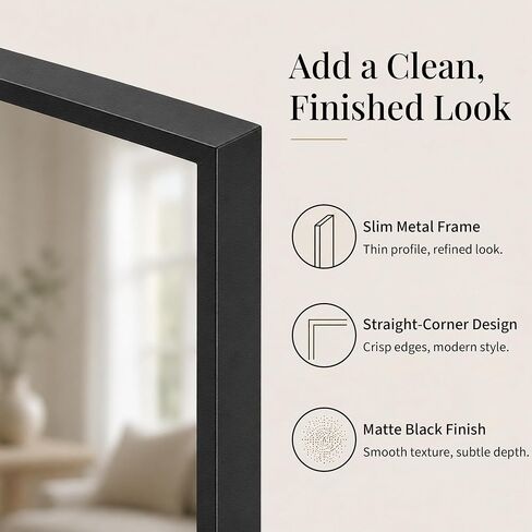 2-Pack 24"x36" Matte Black Bathroom Mirror, Thin Metal Frame, Heavy-Duty Rectangular Vanity Mirror for Over Sink, HD Shatterproof Glass, Modern Farmhouse & Industrial Style in Saudi Arabia