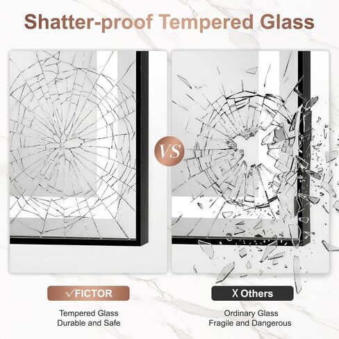 LED Bathroom Mirror with Lights, Black Framed Lighted Vanity Mirror, Front & Backlit, 40"x30", Anti-Fog, Dimmable 3 Color Temperature, Memory, Shatterproof Tempered Glass in Kuwait