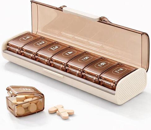 Weekly Pill Organizer 7-Day: Large Pill Box with Removable Daily Case, Triple Moisture Protection BPA-Free Portable Medicine Containers Holder Vitamins Fish Oils for Travel Office (Fresh Green) in Kuwait