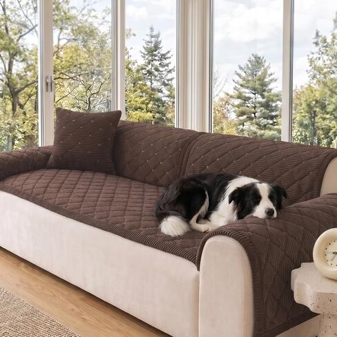 Fuzzy Soft Thick Couch Cover for Dogs, Non-Slip Washable Water-resistant Sofa Slipcover for Sectional Sofa, Pet Friendly Furniture Protector for 3-Cushion Couch, Light Gray, 27.6"×82.7", 1 pcs in Saudi Arabia