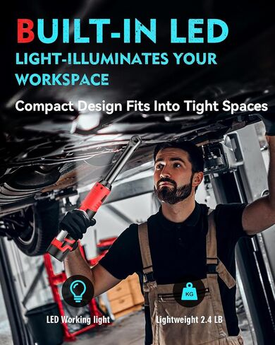 Cordless Electric Ratchet Wrench Set 3/8", Upgraded 60 Ft-lbs 21V Powerful Ratchet Tool Kit, With LED Light Cordless Ratchet,Variable Speed,7 Sockets, 3" Extension Bar, 1/4" Adapter, 2*2000mAh Battery in Kuwait