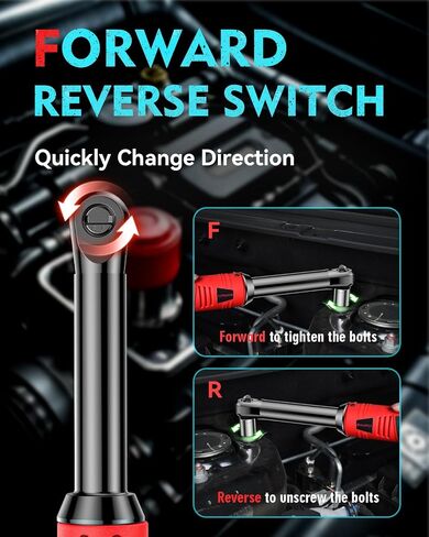 Cordless Electric Ratchet Wrench Set 3/8", Upgraded 60 Ft-lbs 21V Powerful Ratchet Tool Kit, With LED Light Cordless Ratchet,Variable Speed,7 Sockets, 3" Extension Bar, 1/4" Adapter, 2*2000mAh Battery in Kuwait