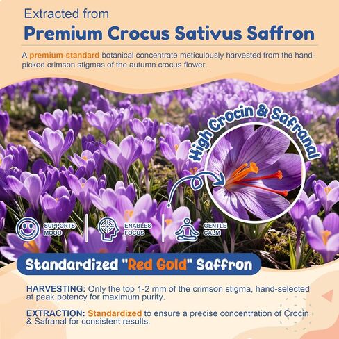 Kids Saffron Gummies: Mood Focus Support with Magnesium Glycinate, L-Theanine for Calm & Sleep, PS, Lion's Mane, Choline Brain Support for School Concentration & Attention, Sugar Free, 90 Ct in Kuwait