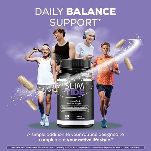 Slim Tide Capsules - Official Slimtide Advanced Weight Management Formula with Natural Ingredients, Slim Tide Advanced Pills for Wellness & Overall Health Support, 60 Capsules for 1 Month in Saudi Arabia