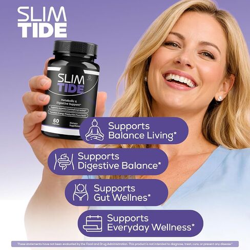 Slim Tide Capsules - Official Slimtide Advanced Weight Management Formula with Natural Ingredients, Slim Tide Advanced Pills for Wellness & Overall Health Support, 60 Capsules for 1 Month in Saudi Arabia