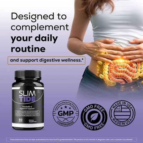 Slim Tide Capsules - Official Slimtide Advanced Weight Management Formula with Natural Ingredients, Slim Tide Advanced Pills for Wellness & Overall Health Support, 60 Capsules for 1 Month in Saudi Arabia