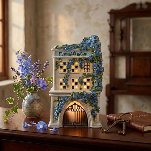 Blue Sky Clayworks Morning Glory Gate Candle House, 5.25" L x 4.25" W x 8.25" H in Kuwait