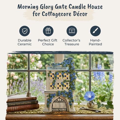 Blue Sky Clayworks Morning Glory Gate Candle House, 5.25" L x 4.25" W x 8.25" H in Kuwait