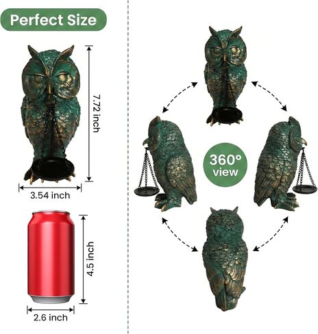 Gothic Home Decor Owl Candle Holder Tealight Stand Resin Statue for Living Room Bedroom Halloween Spooky Ornaments Unique Bird Decor Bronze in Saudi Arabia