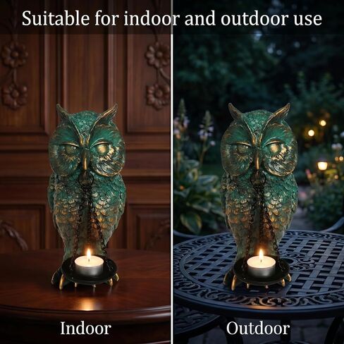 Gothic Home Decor Owl Candle Holder Tealight Stand Resin Statue for Living Room Bedroom Halloween Spooky Ornaments Unique Bird Decor Bronze in Saudi Arabia