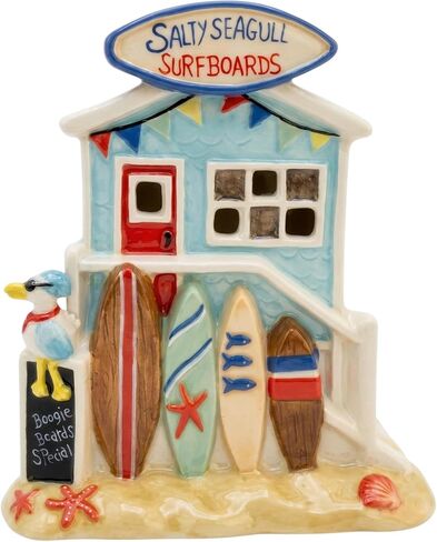Blue Sky Clayworks Salty Seagull Surfboards Candle House, 6.125" L x 4.25" W x 7" H in Kuwait