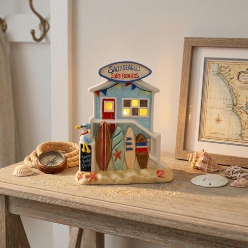 Blue Sky Clayworks Salty Seagull Surfboards Candle House, 6.125" L x 4.25" W x 7" H in Kuwait