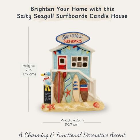 Blue Sky Clayworks Salty Seagull Surfboards Candle House, 6.125" L x 4.25" W x 7" H in Kuwait