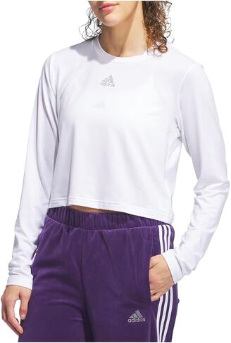 adidas Womens Y2k Glam Crew Neck Long Sleeve Casual Tops Casual - White in Kuwait