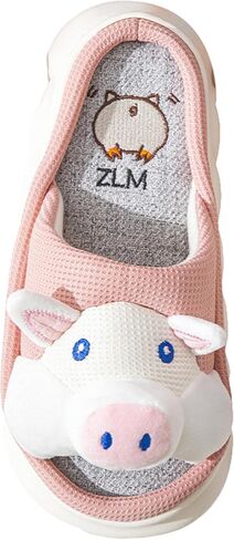 Breathable Linen Animal Slippers 3D Cute Non Slip Thick Sole Indoor House Shoes Women Men Cow Pig Frog in Kuwait