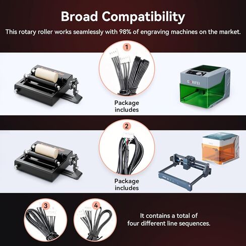 MD1920 roatry WAINLUX K10 Laser Rotary Aattachment for Laser Engraver and Cutter Rotary Roller,Engraver Accessory Y-axis Rotary Roller for Engraving Cylindrical Objects, Wine Glass, Tumbler, Pen in Kuwait
